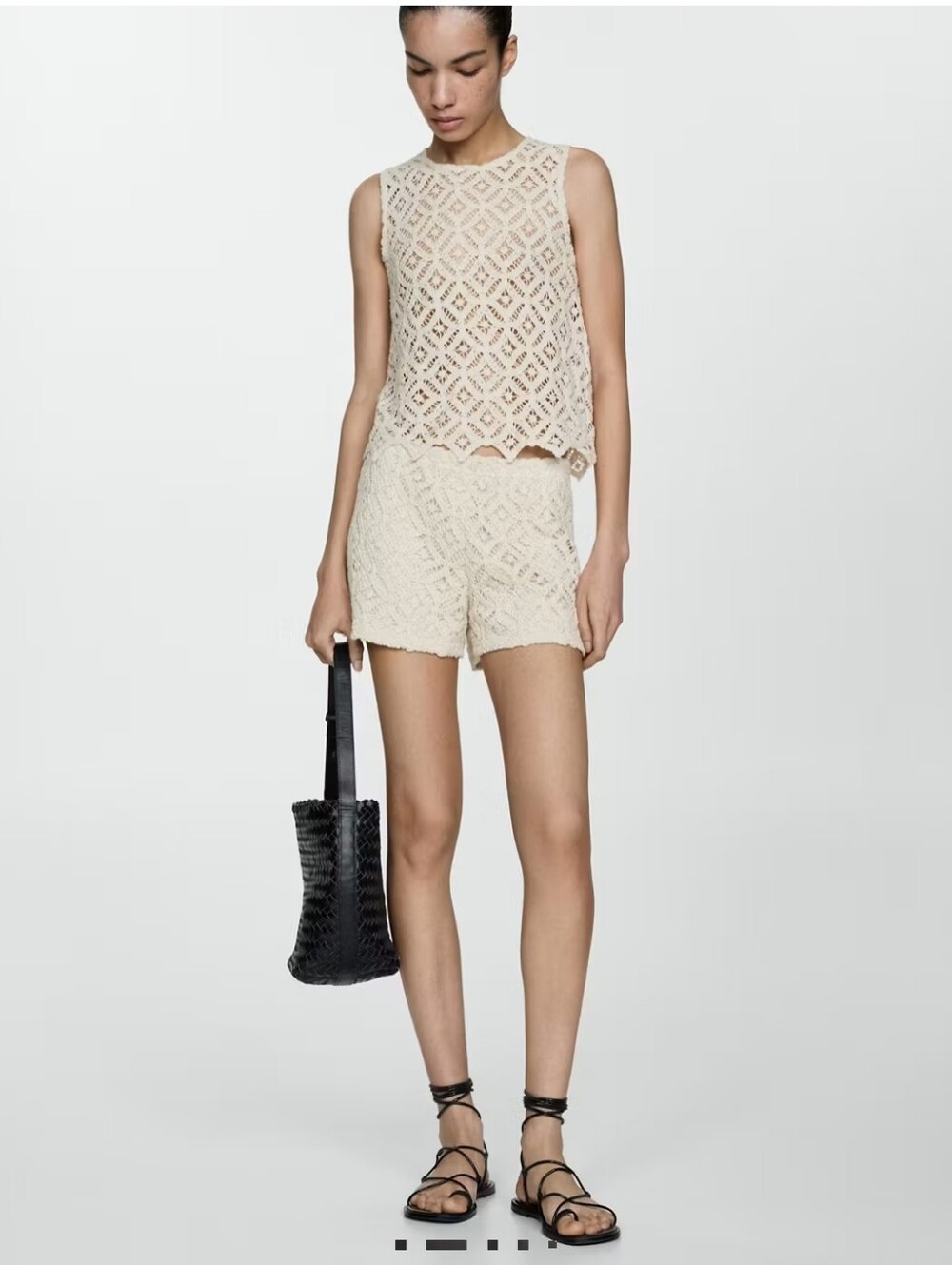 Ivory Crochet Lace Tank Top Boho Sleeveless Scalloped Hem Size XS